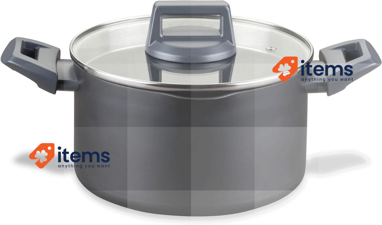 Fackelmann STATEMENT ⌀20cm Cooking Pot, Recycled Aluminium Ash Grey - 20 CM 5cm