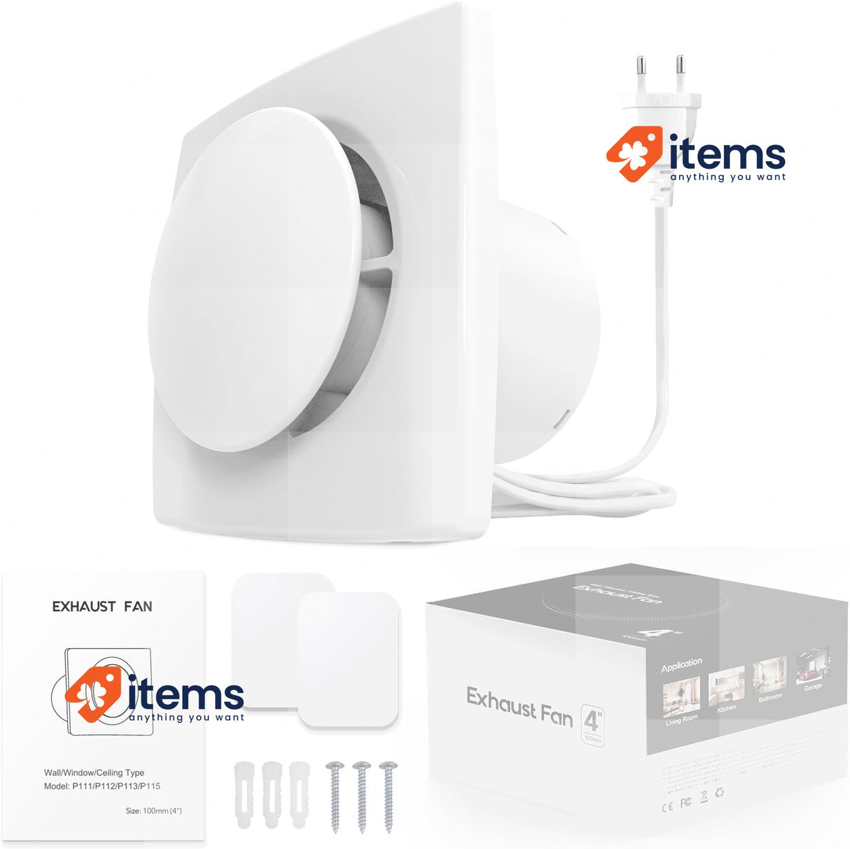 BUMSOU Air Extractor 100mm Silencers Powerful Ventilation, 130m3/h Ventilator