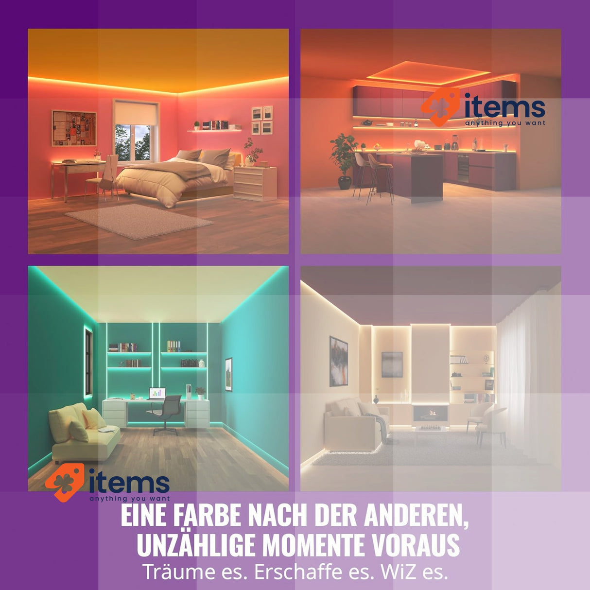 WiZ RGB LED Lightstrip - 30 m, Customisable, 16 Million Colours + White