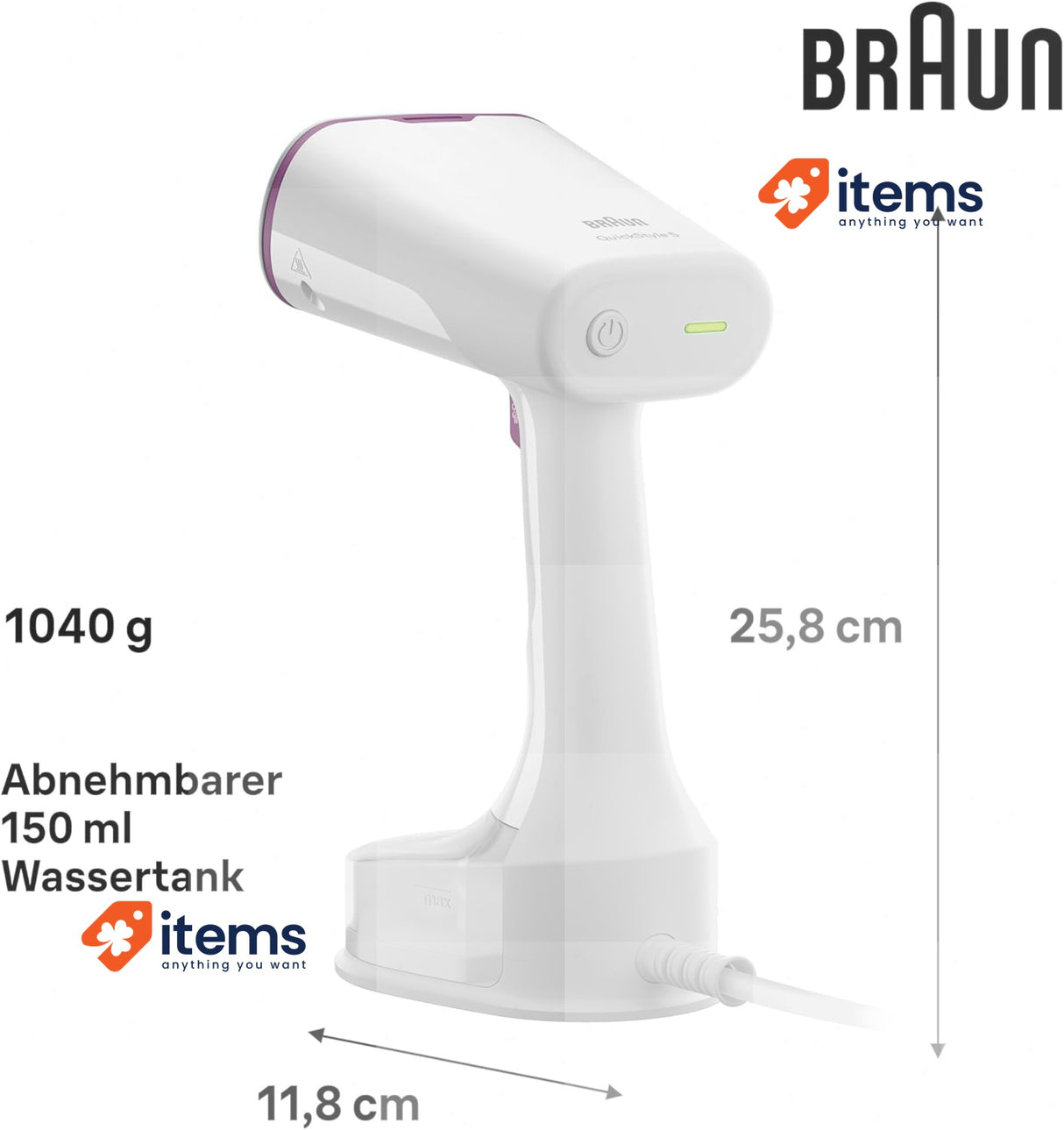 Braun QuickStyle 5 GS501 IPIJ Steamer Dual FreeGlide 3D Technology White/Purple