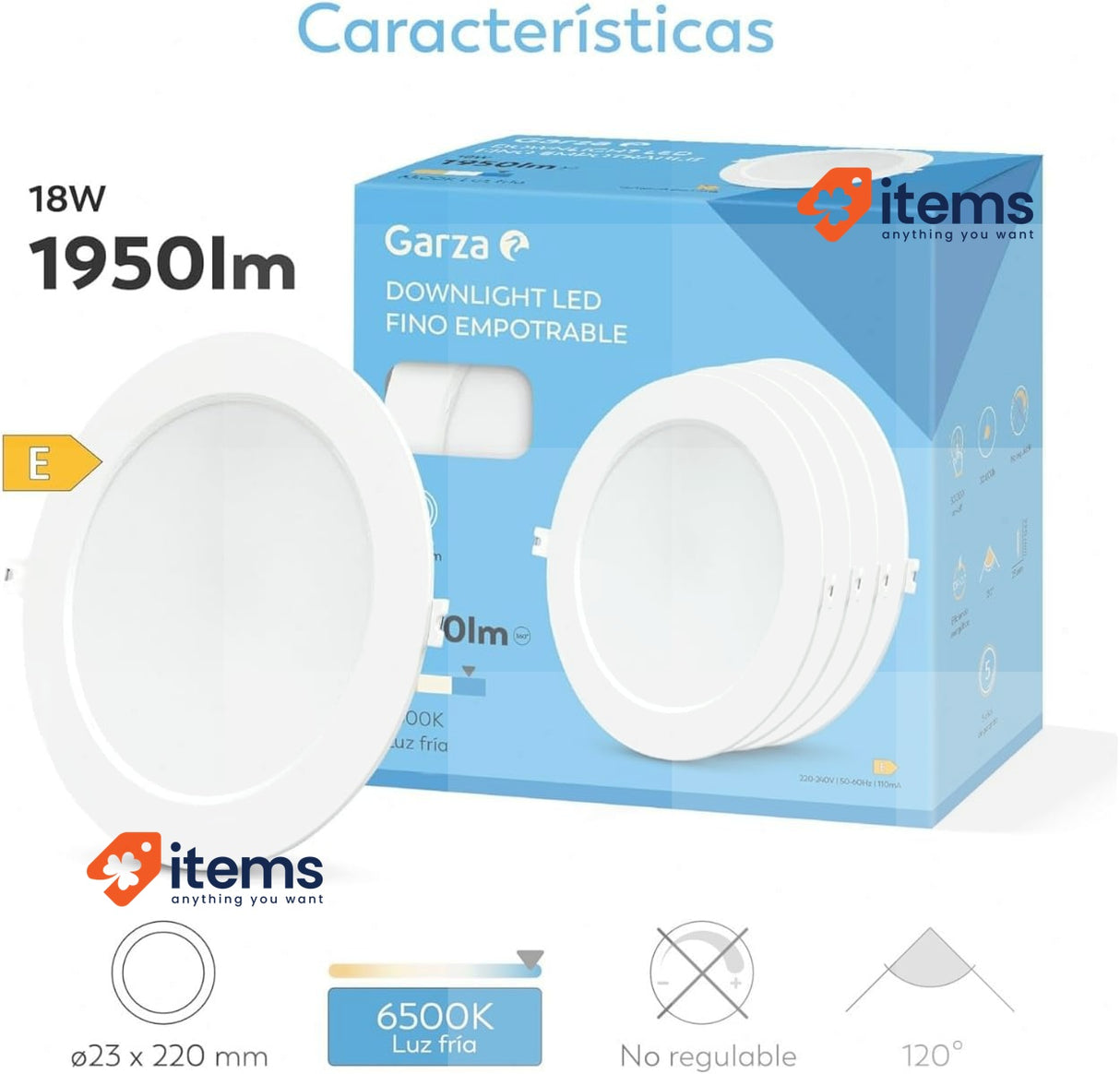 Garza Pack of 3+1 recessed LED downlights 18 W, 6500 K (Cold Light) Ø220x29m