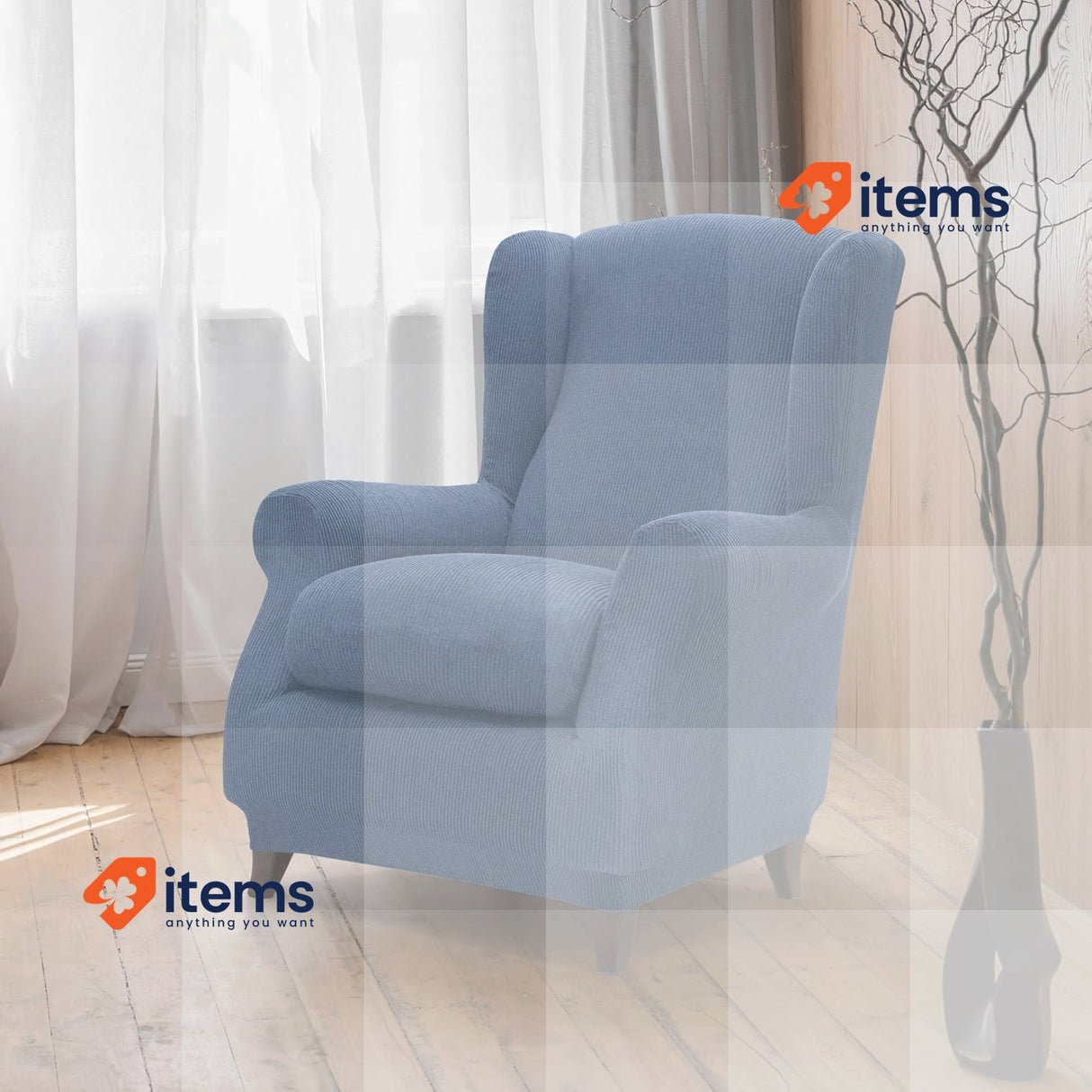 FAVERTI® Elastic Earmuff Armchair Cover from 70 to 100 cm, Light Blue Quality