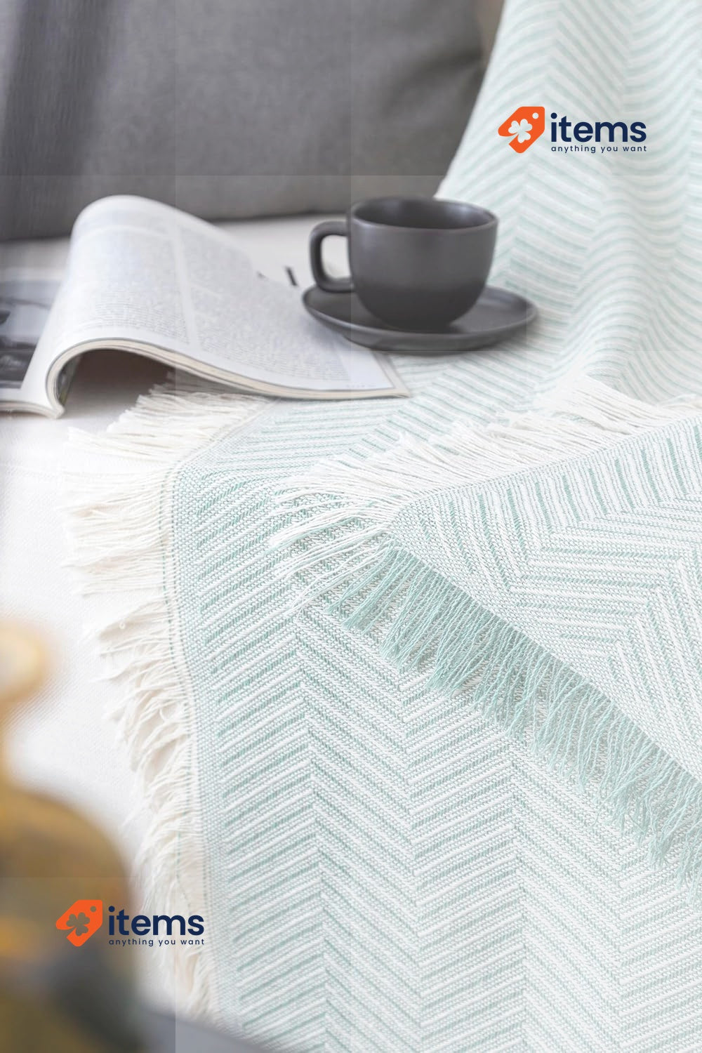 Todocama - Multipurpose Sofa Quilt, Foulard Blanket, 125 x 180 cm, Green Plaid