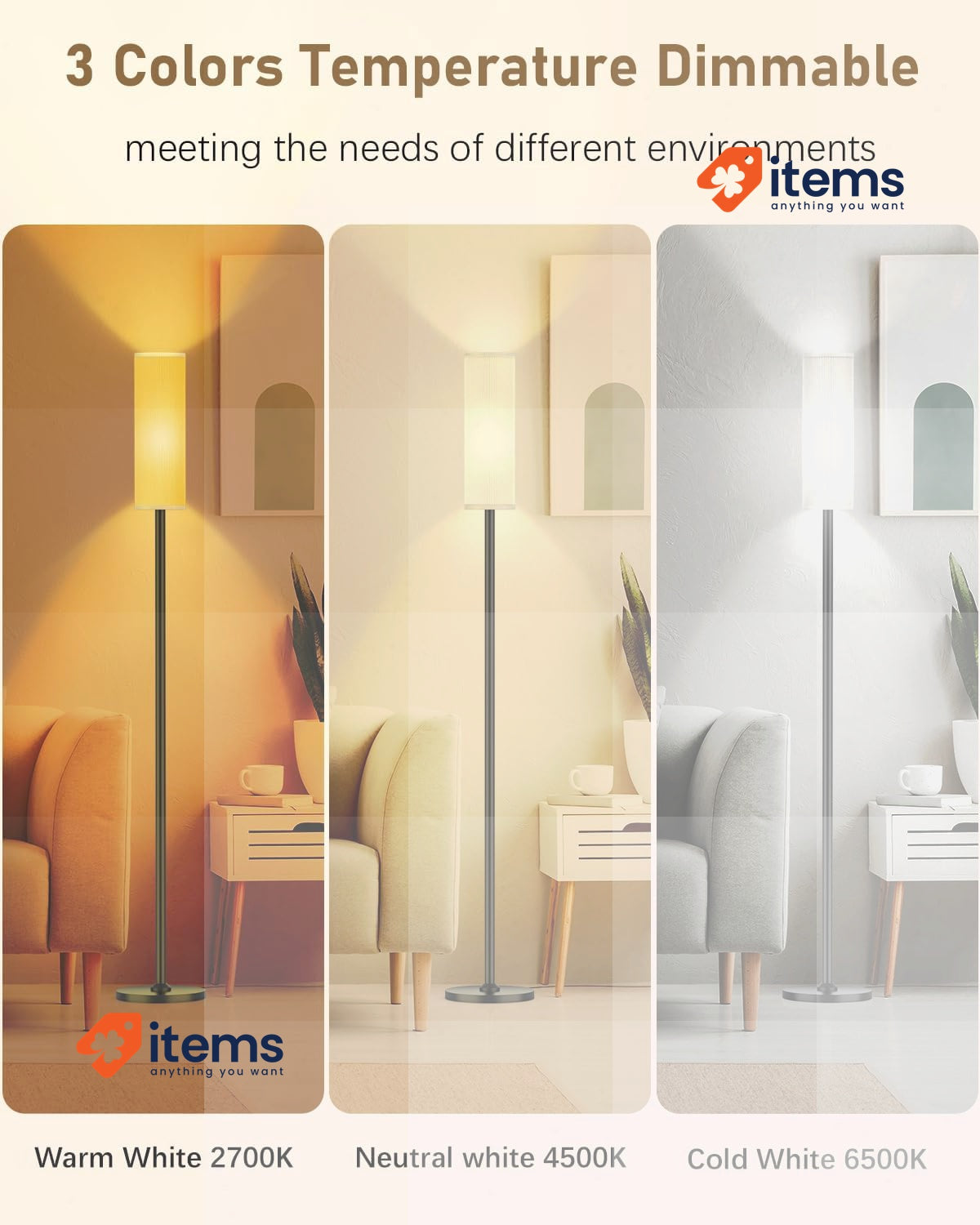 bototek Floor Lamp for Living Room Modern 65'' Standard Tall Lamps Bedrooms