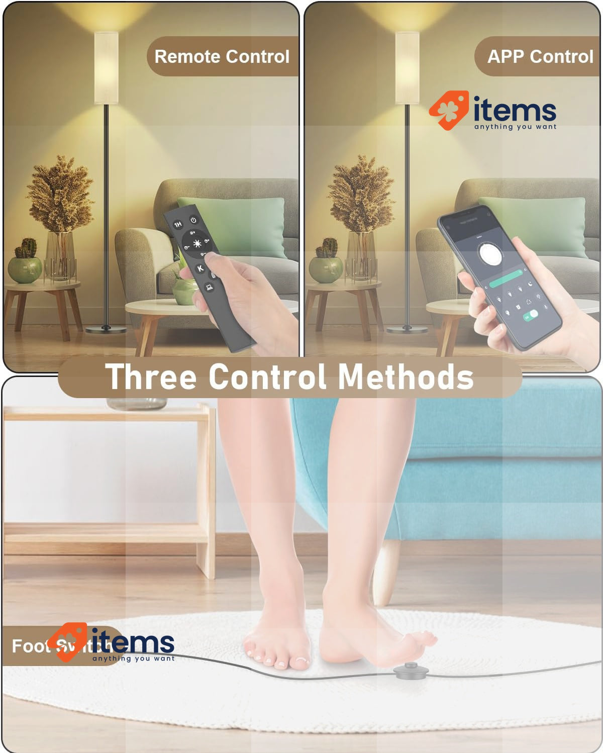 bototek Floor Lamp for Living Room Modern 65'' Standard Tall Lamps