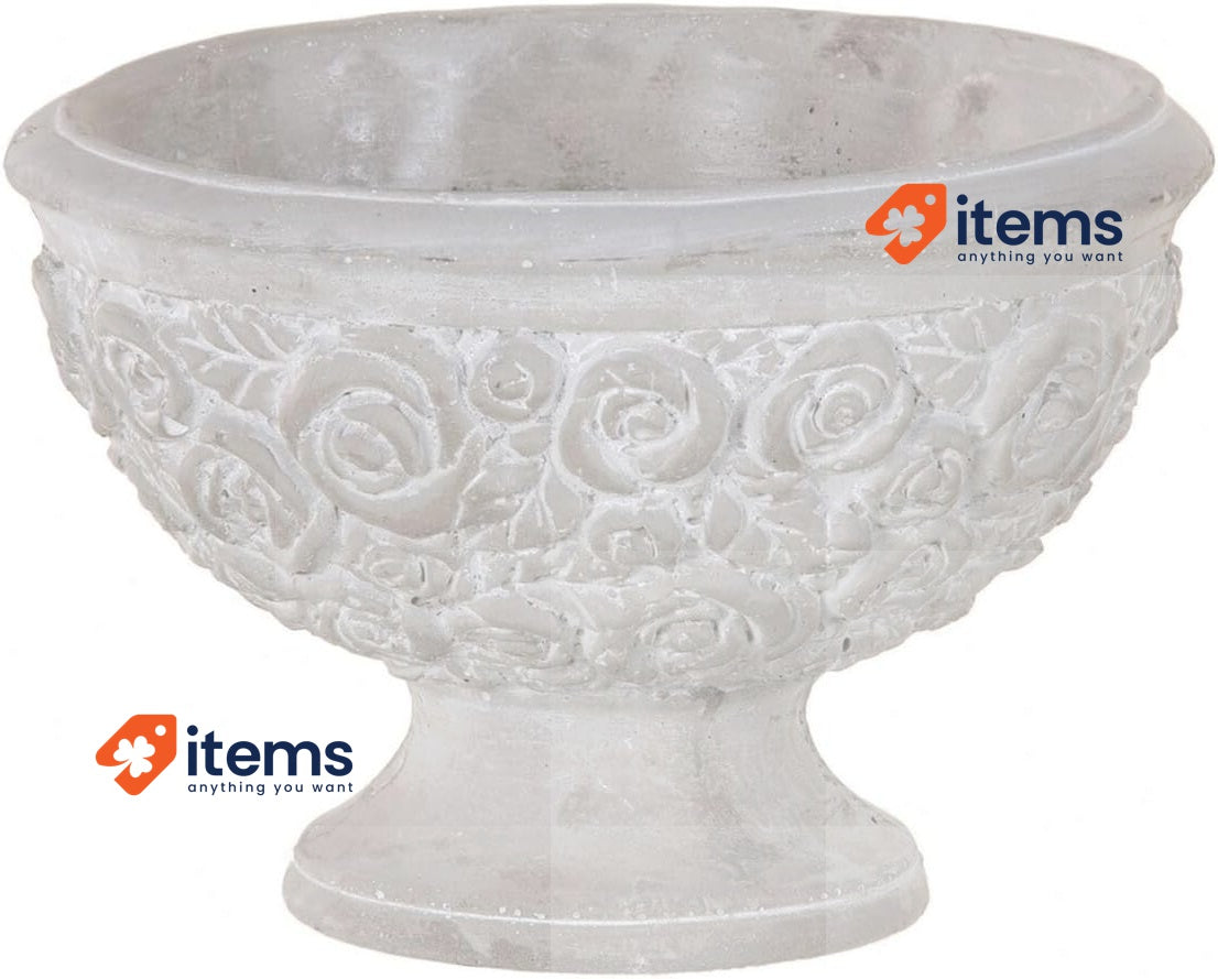 BigBuy Garden Cement Grey Planter 19.5x19.5x13.5cm (Slightly Crumbling Base)