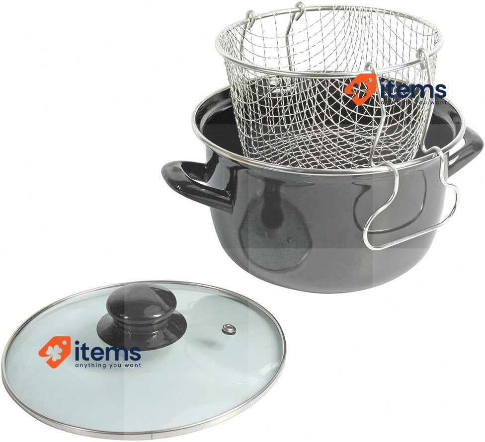 Crealys 545413 Fryer Steel Black Diameter 26 Cm With Tin Plated Basket Deep Heat