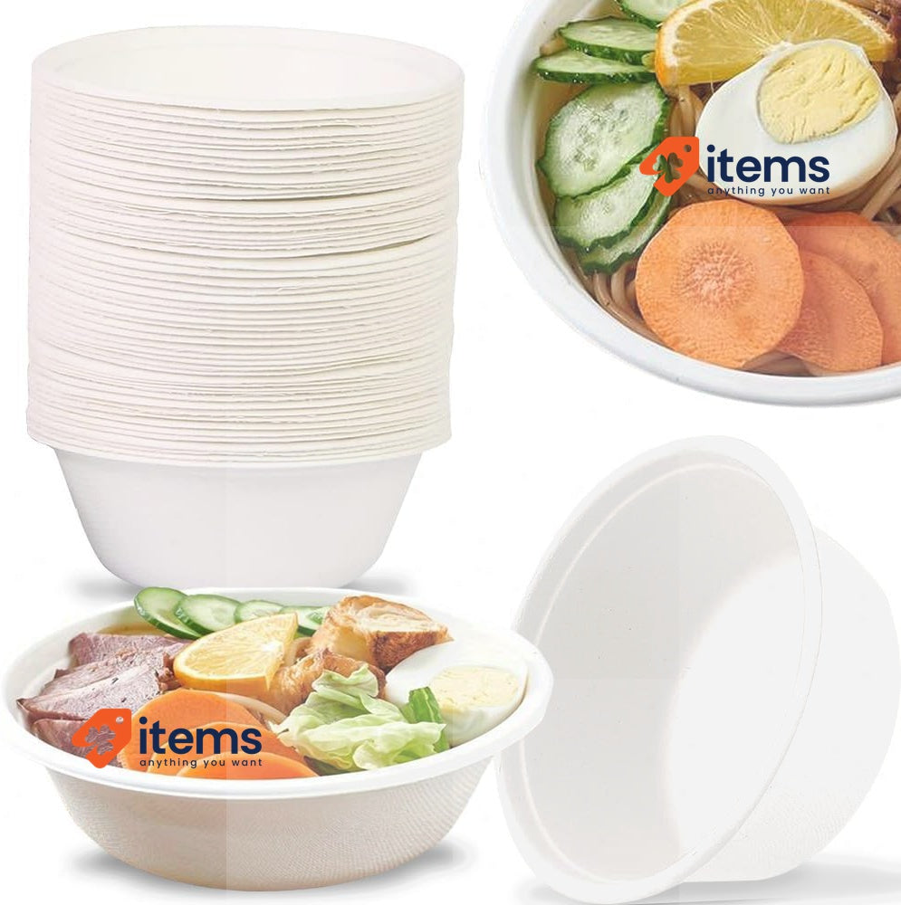 Clarina - Bowls Made Of Sugar Cane Eco Cardboard Plate Disposable Dish 50pcs