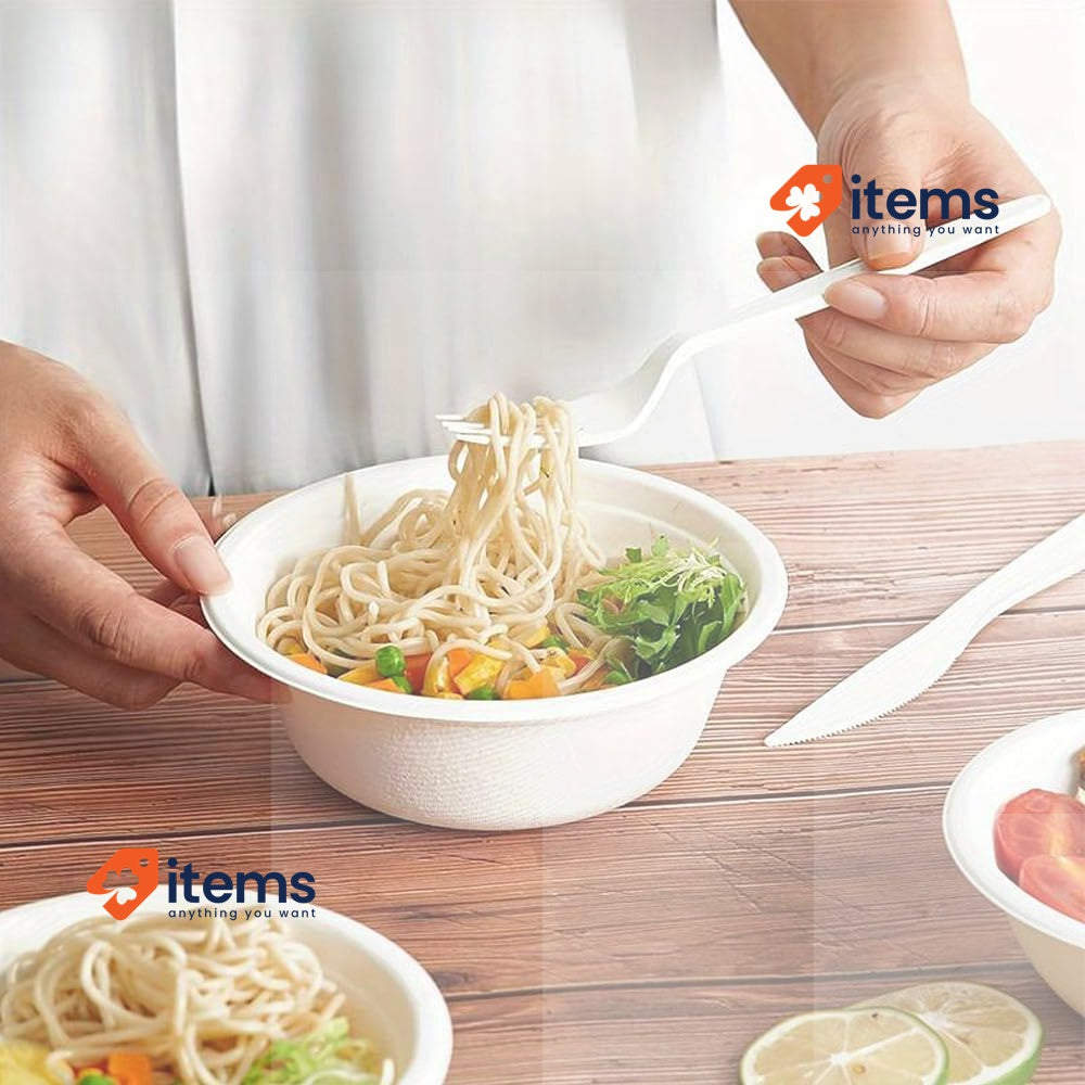 Clarina - Bowls Made Of Sugar Cane Eco Cardboard Plate Disposable Dish 50pcs