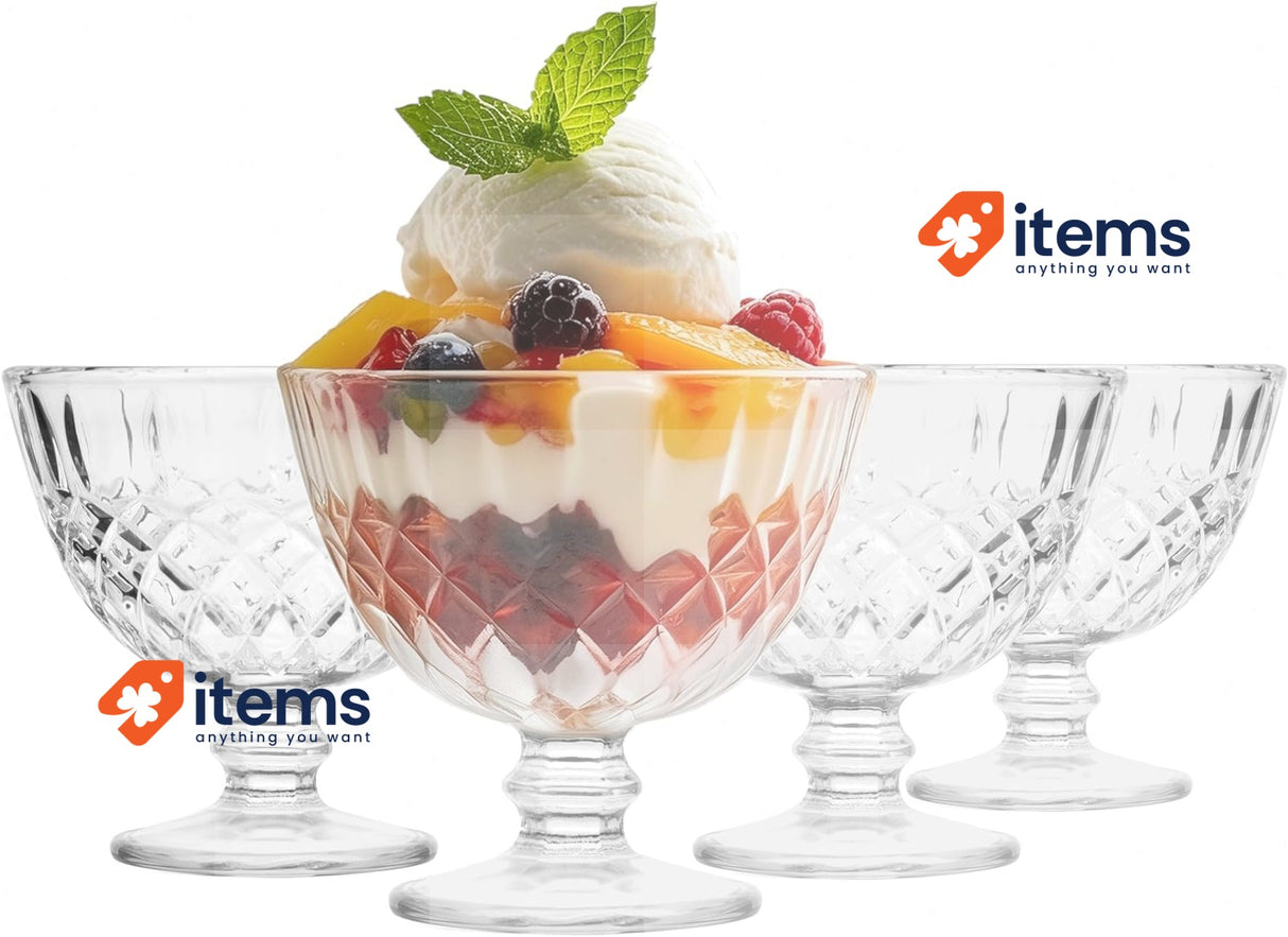 Glasmark KROSNO 1992 Ice Glasses Cream Bowl Set Of 4 300 Ml - 300ML Transparent