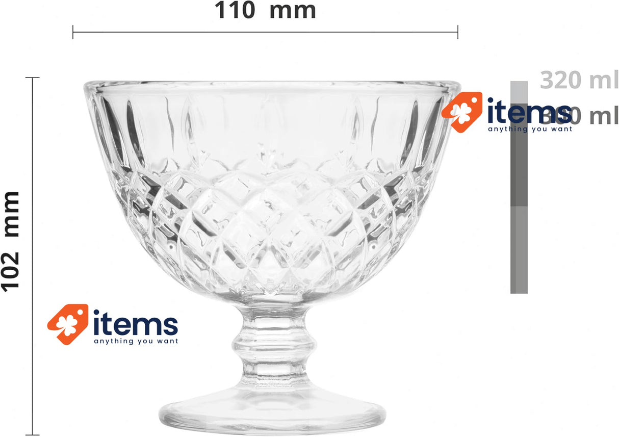 Glasmark KROSNO 1992 Ice Glasses Cream Bowl Set Of 4 300 Ml - 300ML Transparent