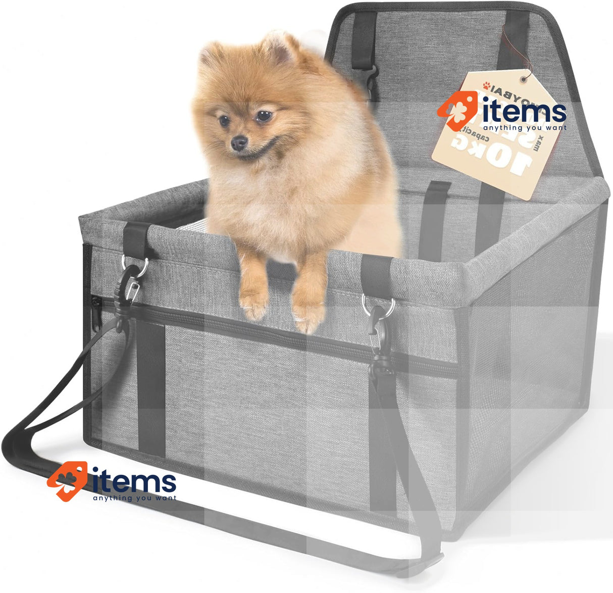 CIMOYBAI Extra Stable Dog Car Seat Breathable Foldable Dark Grey, Large Back