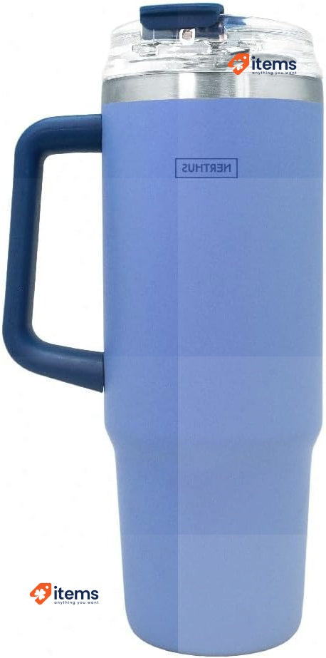 NERTHUS FIH Thermal Cup 900ml Airtight Lid Includes Straw and Stopper Blue 1439