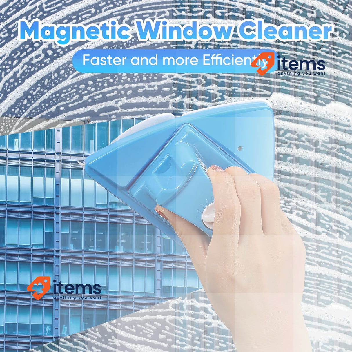 Ovshnrr Double-Sided Glass Cleaner Wiper Magnetic 5 Adjustable Cleaning Tool