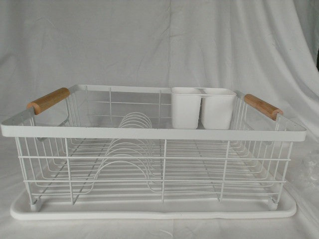 Amig Dish Rack 42 x 31.5 x 15 cm Steel with Wooden Handle White Cutlery Holder