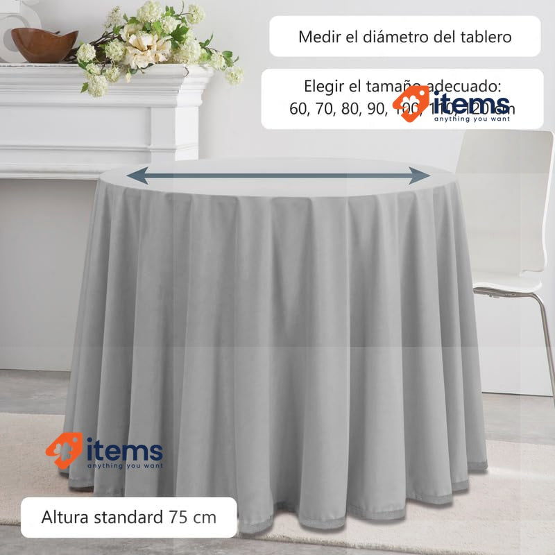 Martina Home Camilla Velvet 100 Round Ecru Table Cloth/Skirt Extra Soft Fabric