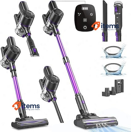 Vexilar V8Pro Cordless Vacuum Cleaner with Upgraded Floor Brush Purple