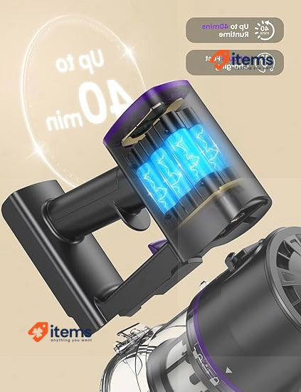 Vexilar V8Pro Cordless Vacuum Cleaner with Upgraded Floor Brush Purple