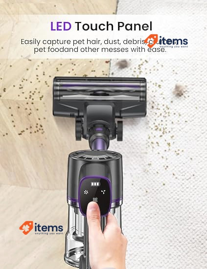 Vexilar V8Pro Cordless Vacuum Cleaner with Upgraded Floor Brush Purple