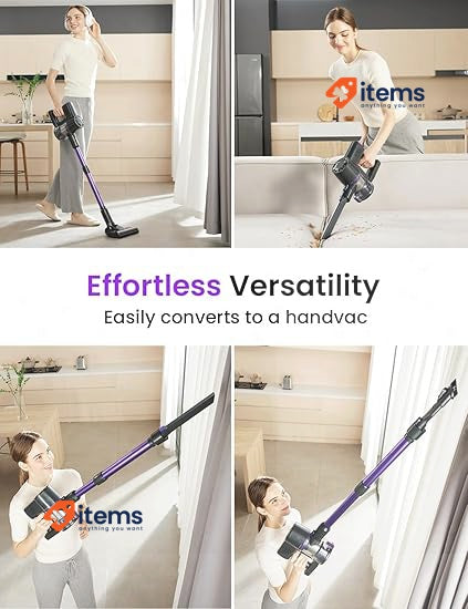 Vexilar V8Pro Cordless Vacuum Cleaner with Upgraded Floor Brush Purple