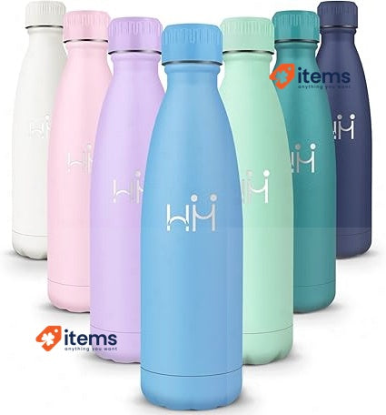 HoneyHolly Stainless Steel Water Bottle, Thermos Flask, 750 ml, BPA-Free, Blue