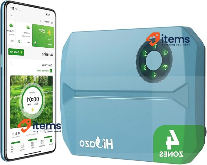 HiOazo 4-Zone WiFi Irrigation Programmer, Automatic Weather-Based Irrigation