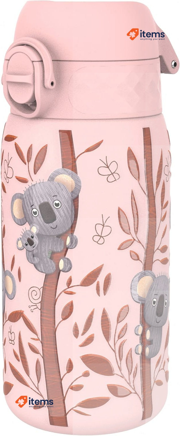 ion8 Lightweight Stainless Steel Water Bottle for Kids, 400ml, Koala design 13oz