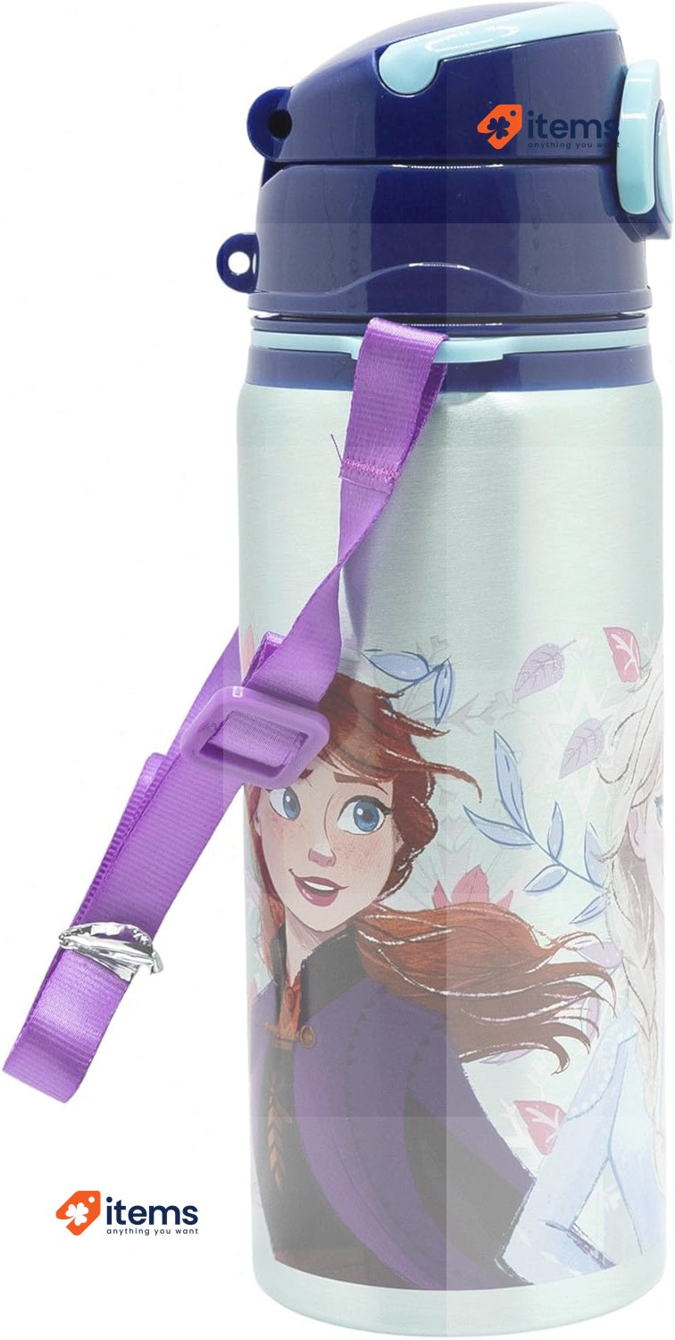 Big Store ALUMINIUM POP UP BOTTLE WITH STRAP 730 ML FROZEN SNOWY TALE POP-UP
