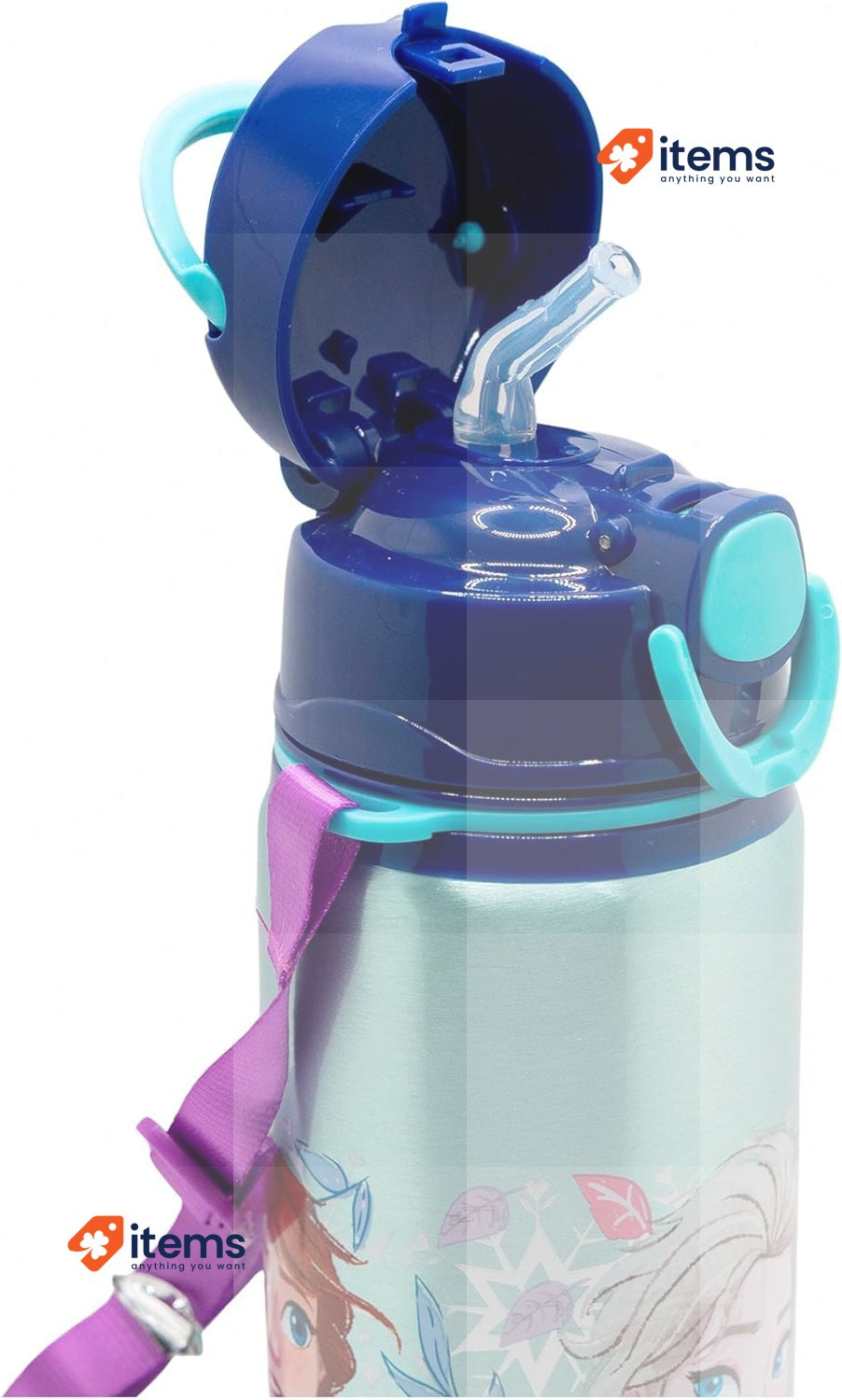 Big Store ALUMINIUM POP UP BOTTLE WITH STRAP 730 ML FROZEN SNOWY TALE POP-UP