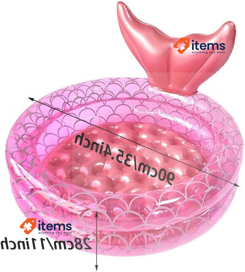 Mermaid Pool, Inflatable Swimming Pool for Children, 90cm Small, Pink