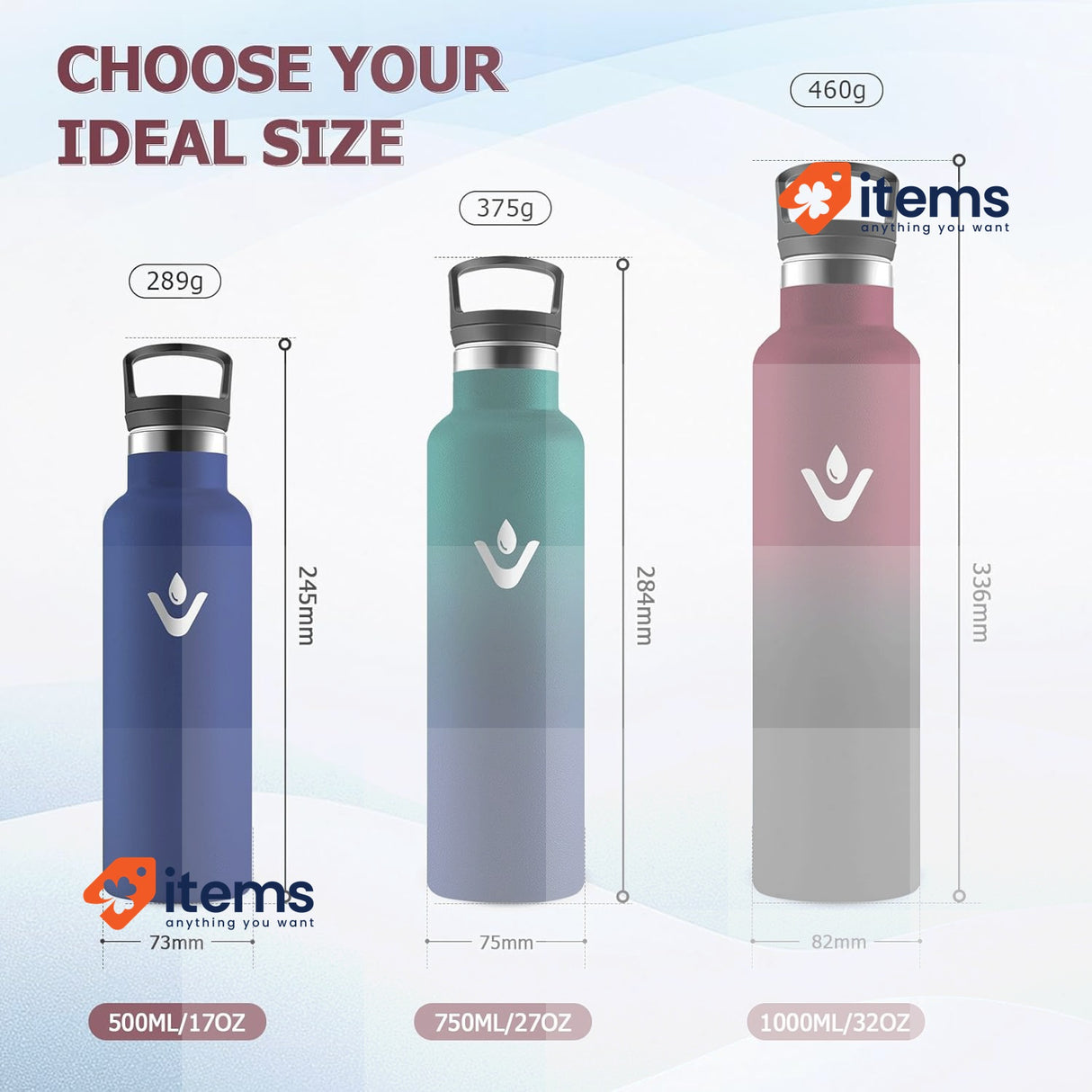 KollyKolla Stainless Steel Water Bottle 1 L Thermos Flask with Straw 1 Litre