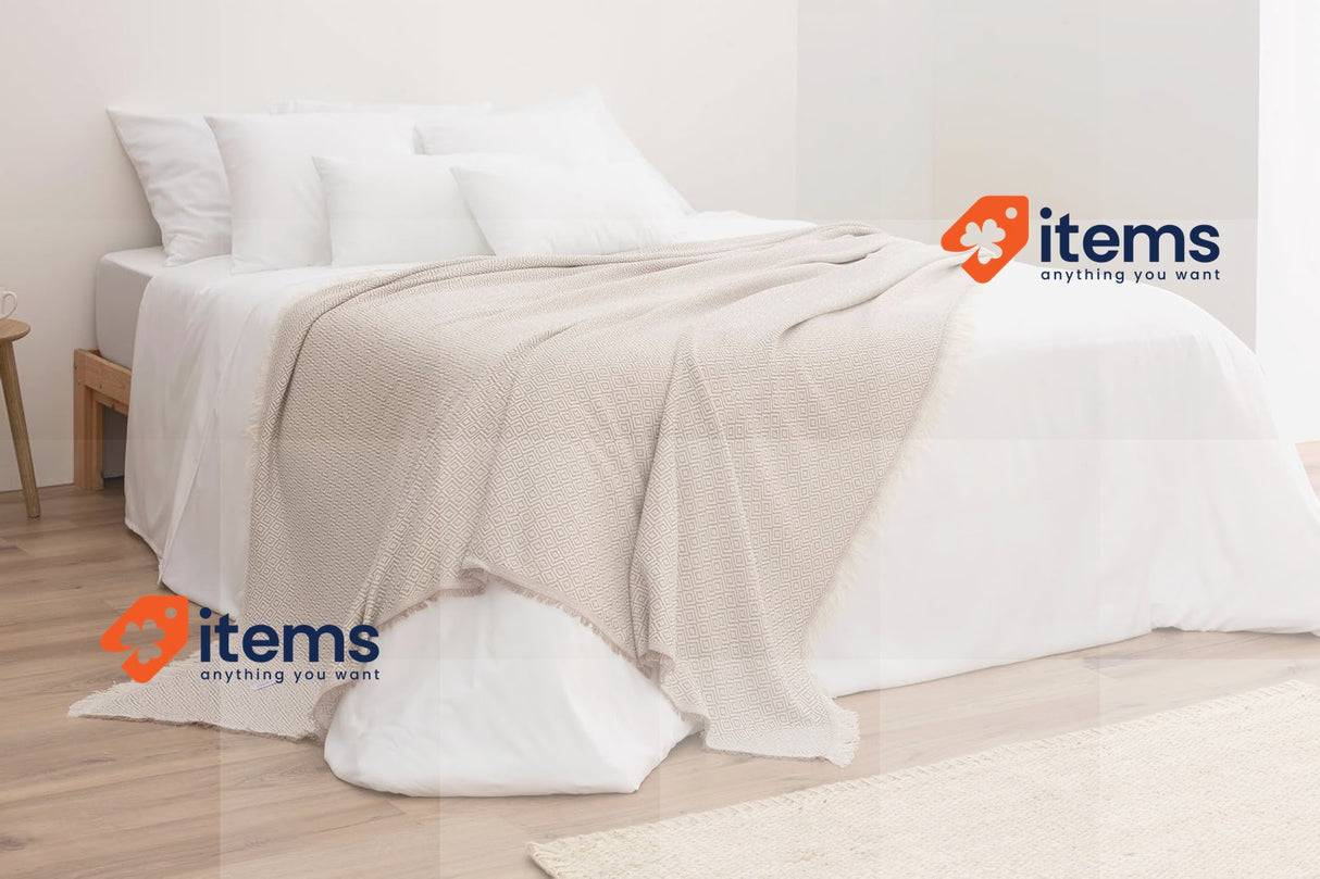 Todocama Multifunctional Bedspread, Sofa throw, 230 x 260 cm, Sand Beige Quilt