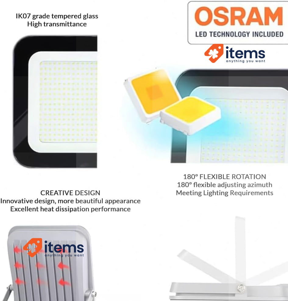 M LEDme Napoli LED Projector 50 W, 6,000 Lumens, IP65 Dimmable Black