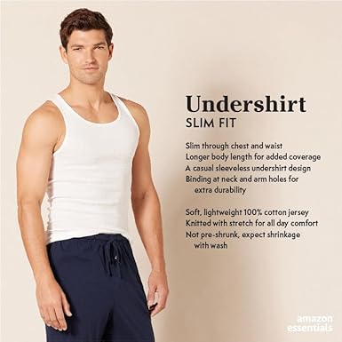 Amazon Essentials Men's Tank Vests, Pack of 6