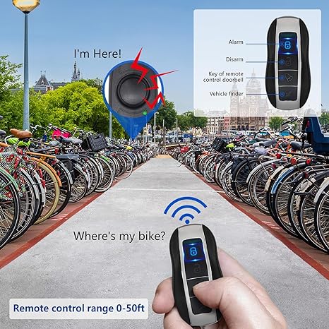 Ebuyfit Bike Alarm with Remote USB Rechargeable Waterproof