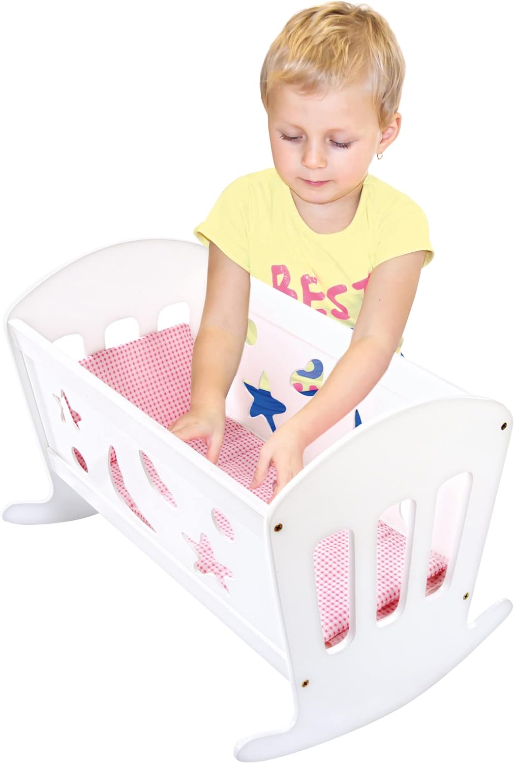 Bino 83699 White Dolls Wooden Crib