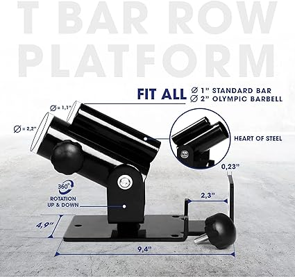 Yes4All Deluxe T Bar Row Platform Landmine Attachments Alloy Steel A. Black