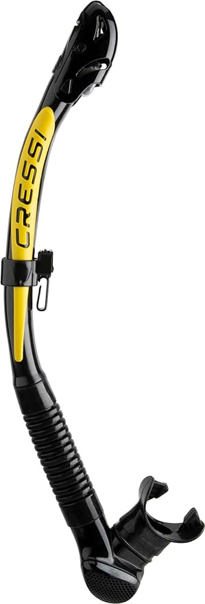 Cressi Alpha Ultra Dry Snorkel Dry Ideal for Apnea and Diving Black / Yellow