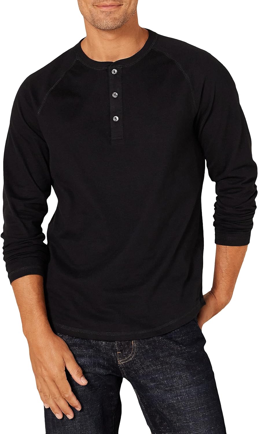 Amazon Essentials Henley Sleeve Top Long Adjustment Strap Men Black L