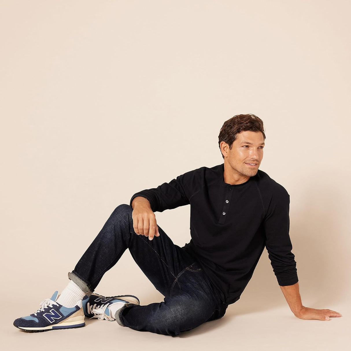 Amazon Essentials Henley Sleeve Top Long Adjustment Strap Men Black L