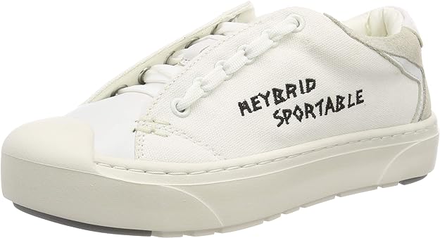heybrid Women's Lace-Up Sneaker Mit Stickerei Trainer Natural 41 EU (7 UK)