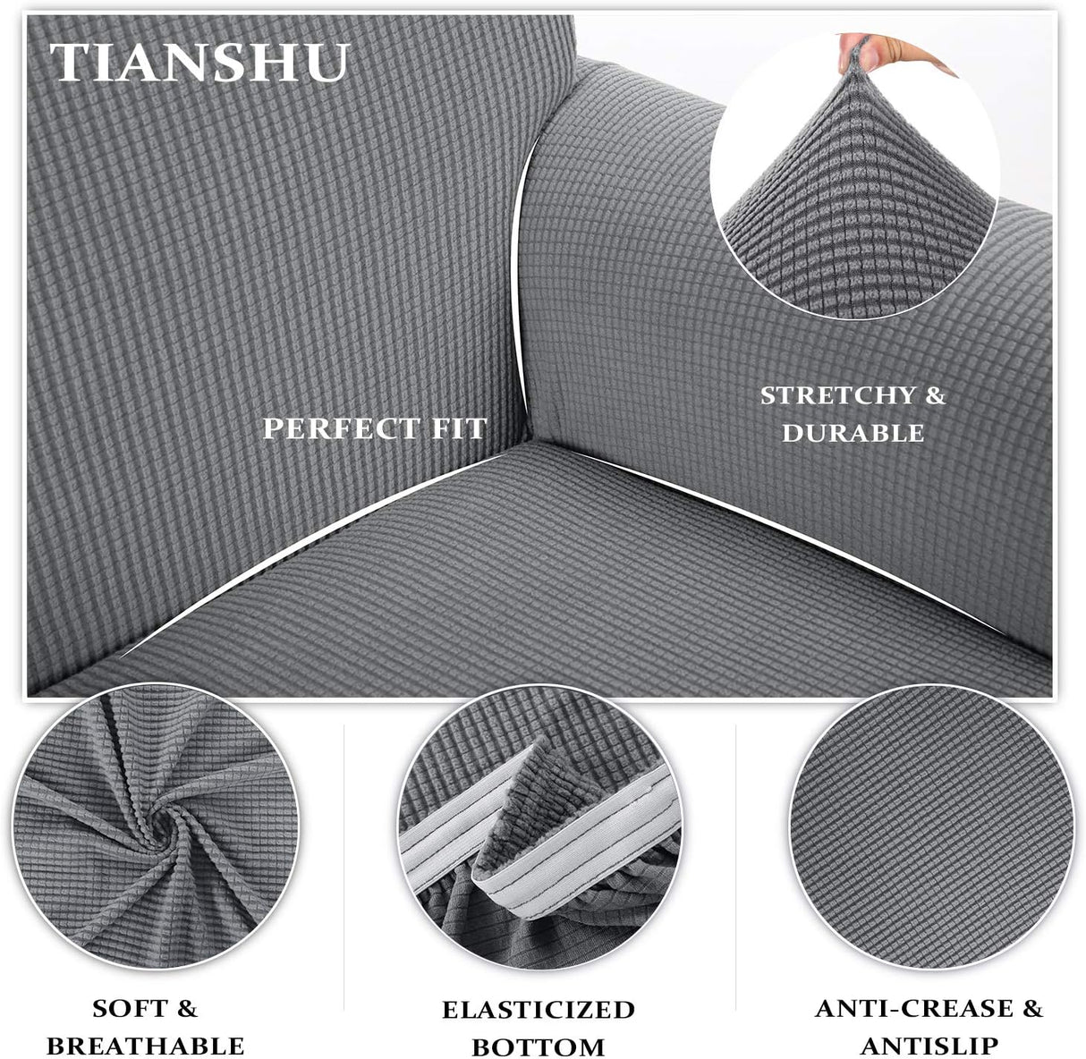 TIANSHU Armchair Slipcovers Gray