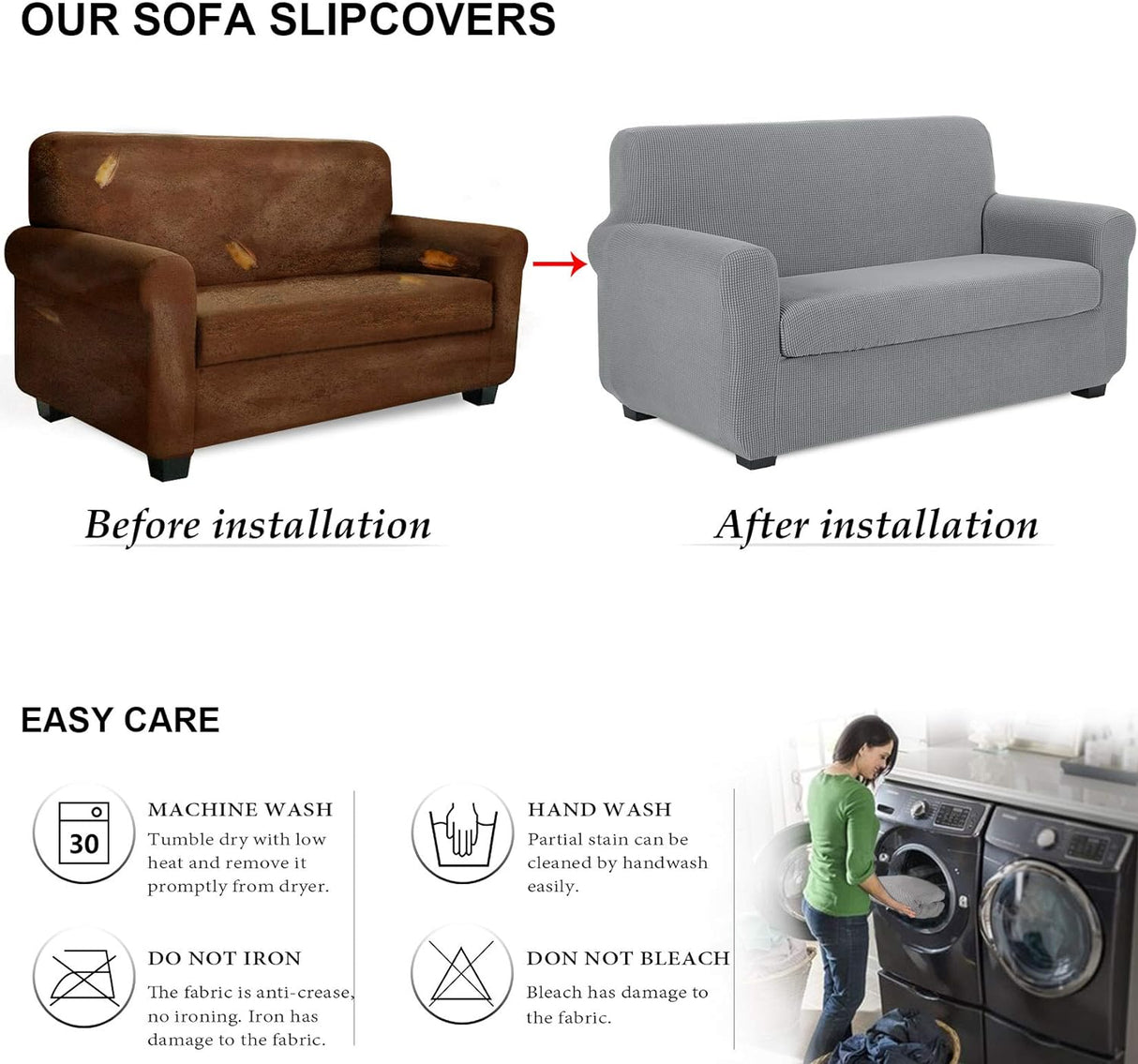 TIANSHU Armchair Slipcovers Gray