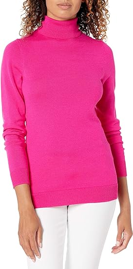 Amazon Essentials Women's Classic Long-Sleeve Turtleneck Jumper Bright Pink L