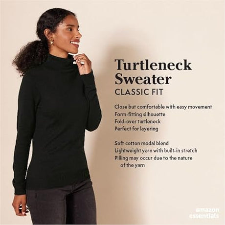 Amazon Essentials Women's Classic Long-Sleeve Turtleneck Jumper Bright Pink L