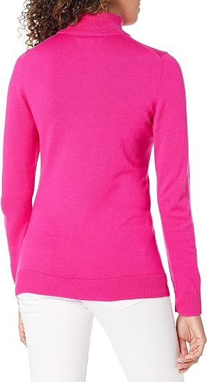 Amazon Essentials Women's Classic Long-Sleeve Turtleneck Jumper Bright Pink L