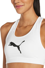 PUMA Women's Mid Impact 4keeps Zipper Bra Sports Puma White Large