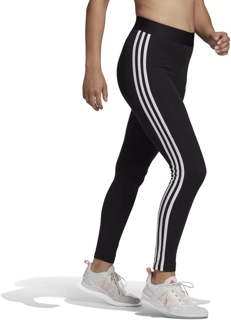 adidas Women's 3 Stripes Leggings Tights Regular Fit Black/White Large