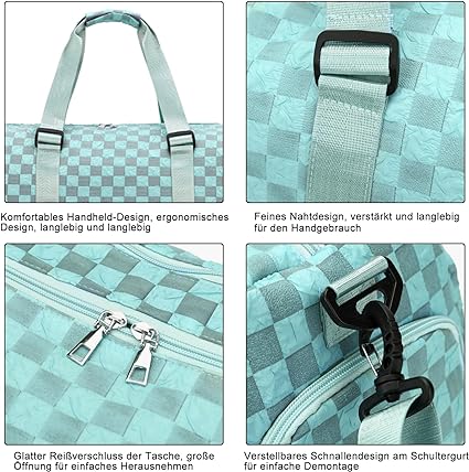 Eco Memos Sports Bag for Women Carry On Weekend Bag Crossbody Bag (Light Pink)