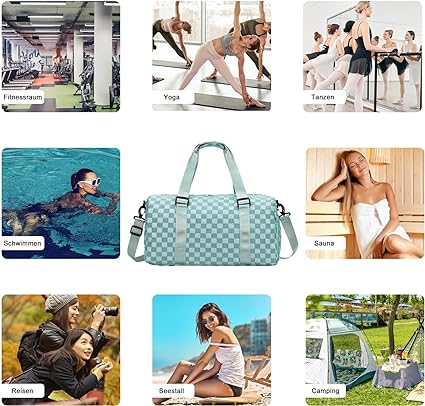 Eco Memos Sports Bag for Women Carry On Weekend Bag Crossbody Bag (Light Pink)